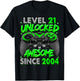 Level 21 Unlocked Awesome Since 2004 21st Birthday Gaming T-Shirt - T-Shirt | Black