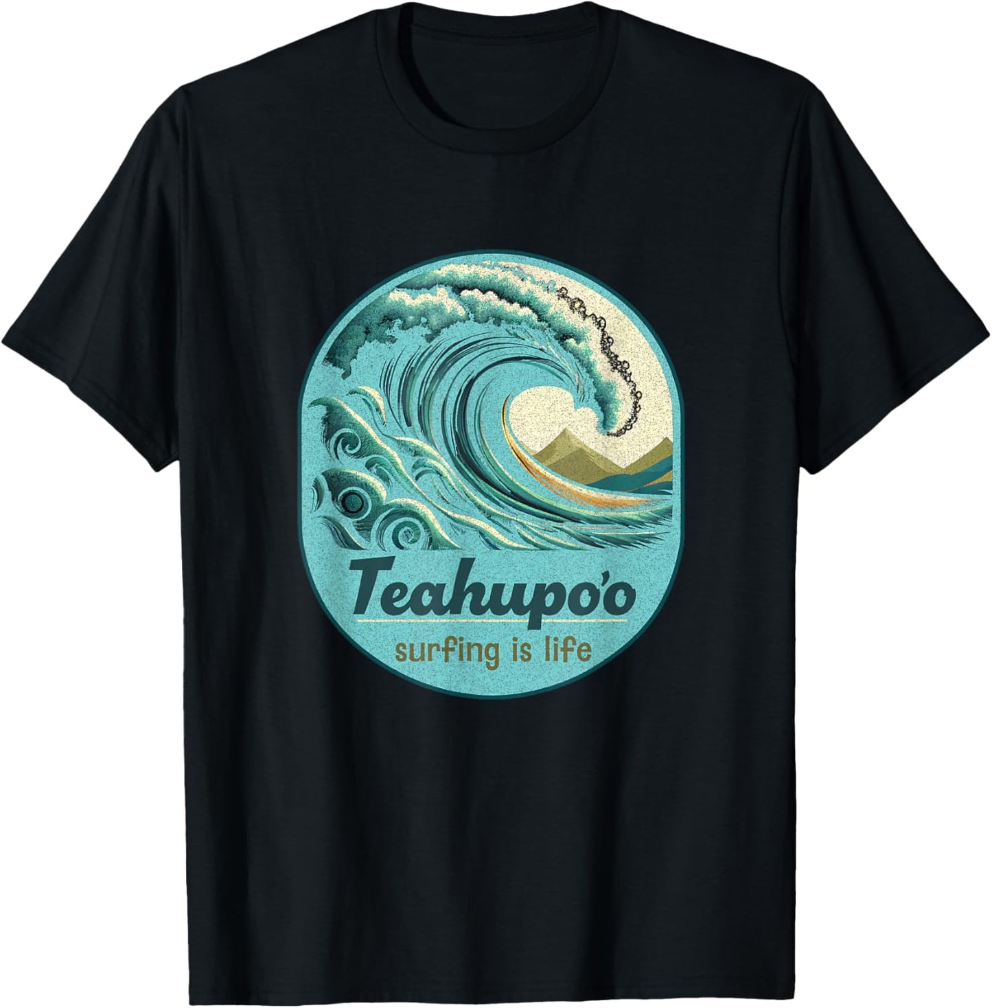 Teahupoo Surfing French Polynesia Tahiti Teahupo'o Souvenir T-Shirt - T-Shirt | Black