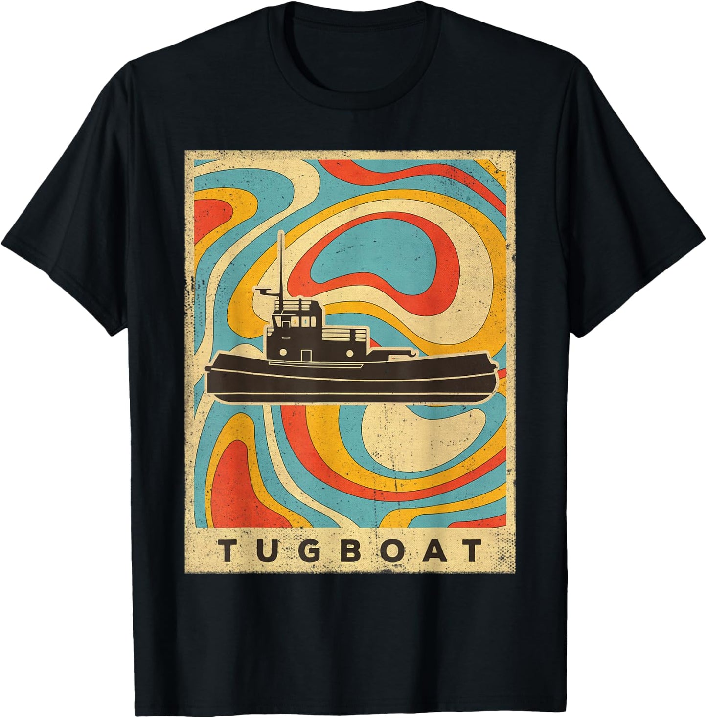 Vintage Tugboat Retro Gift T-Shirt - T-Shirt | Black