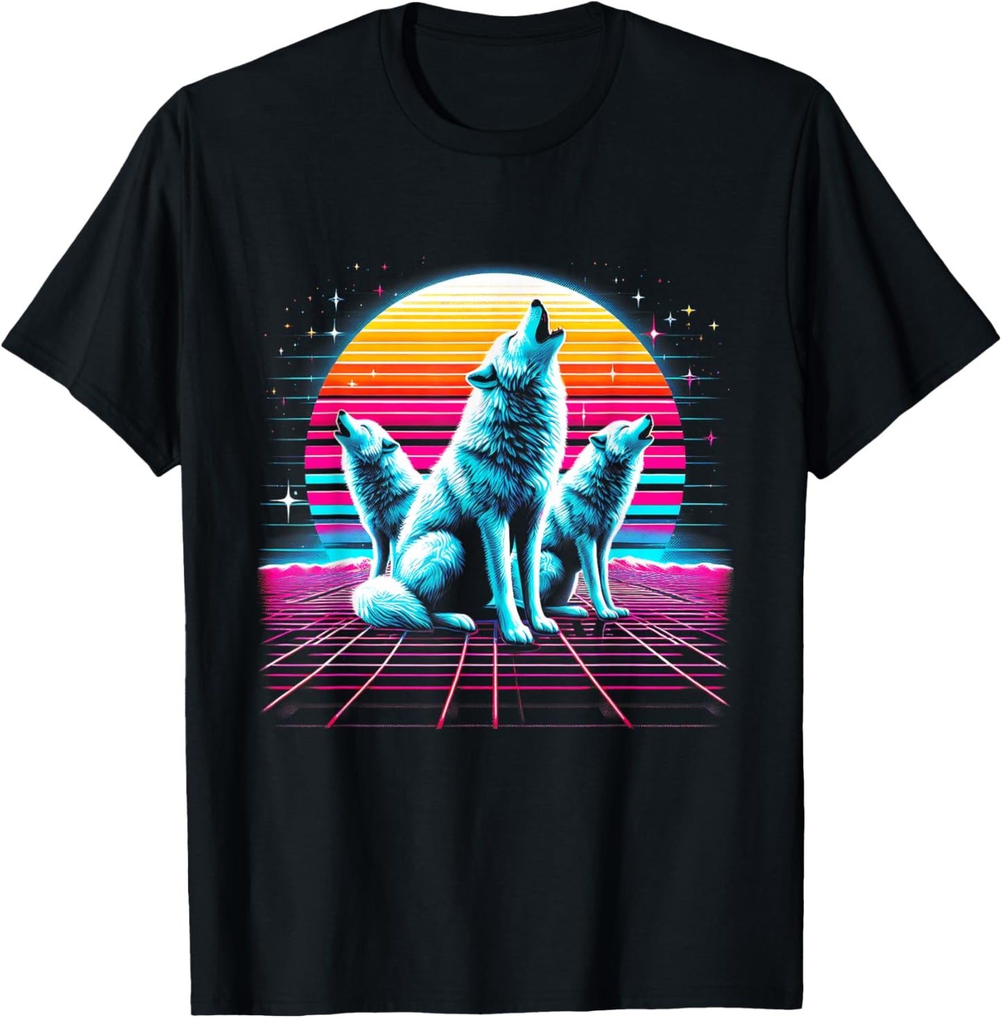 Wolf Vaporwave T-Shirt - T-Shirt | Black