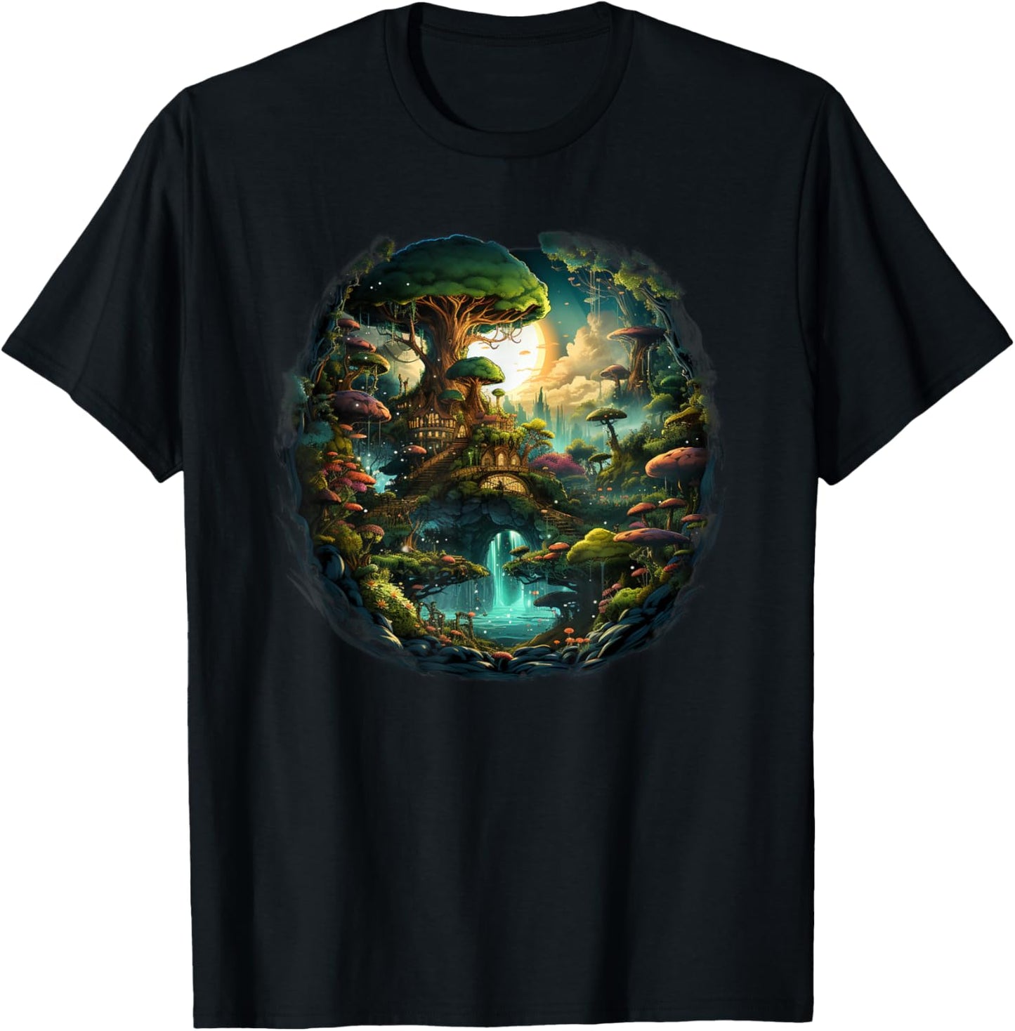 Enchanted Forest of Geek and Nature T-Shirt - T-Shirt | Black