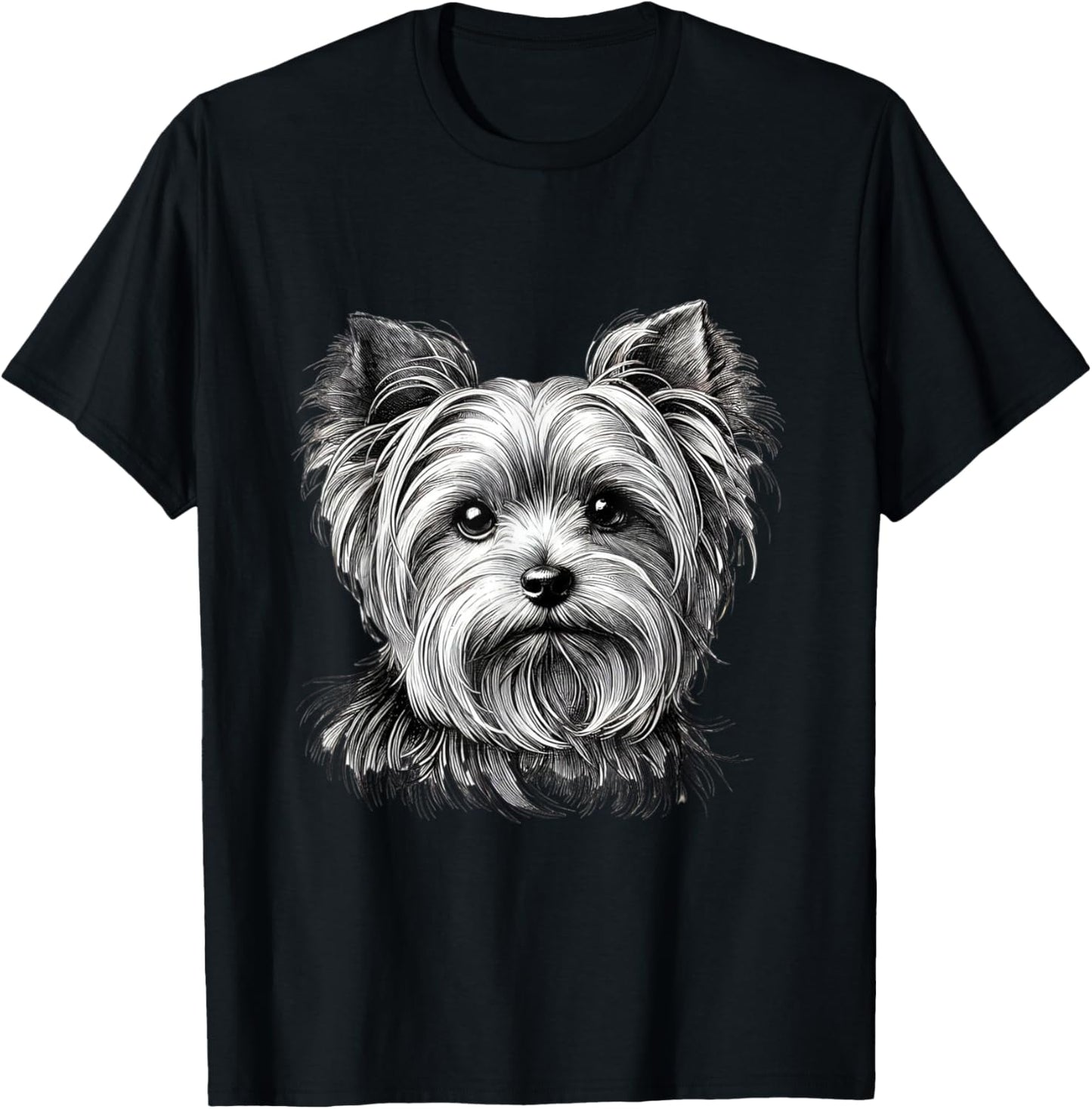 Yorkie Dog Face Illustration for Dog Lovers T-Shirt - T-Shirt | Black