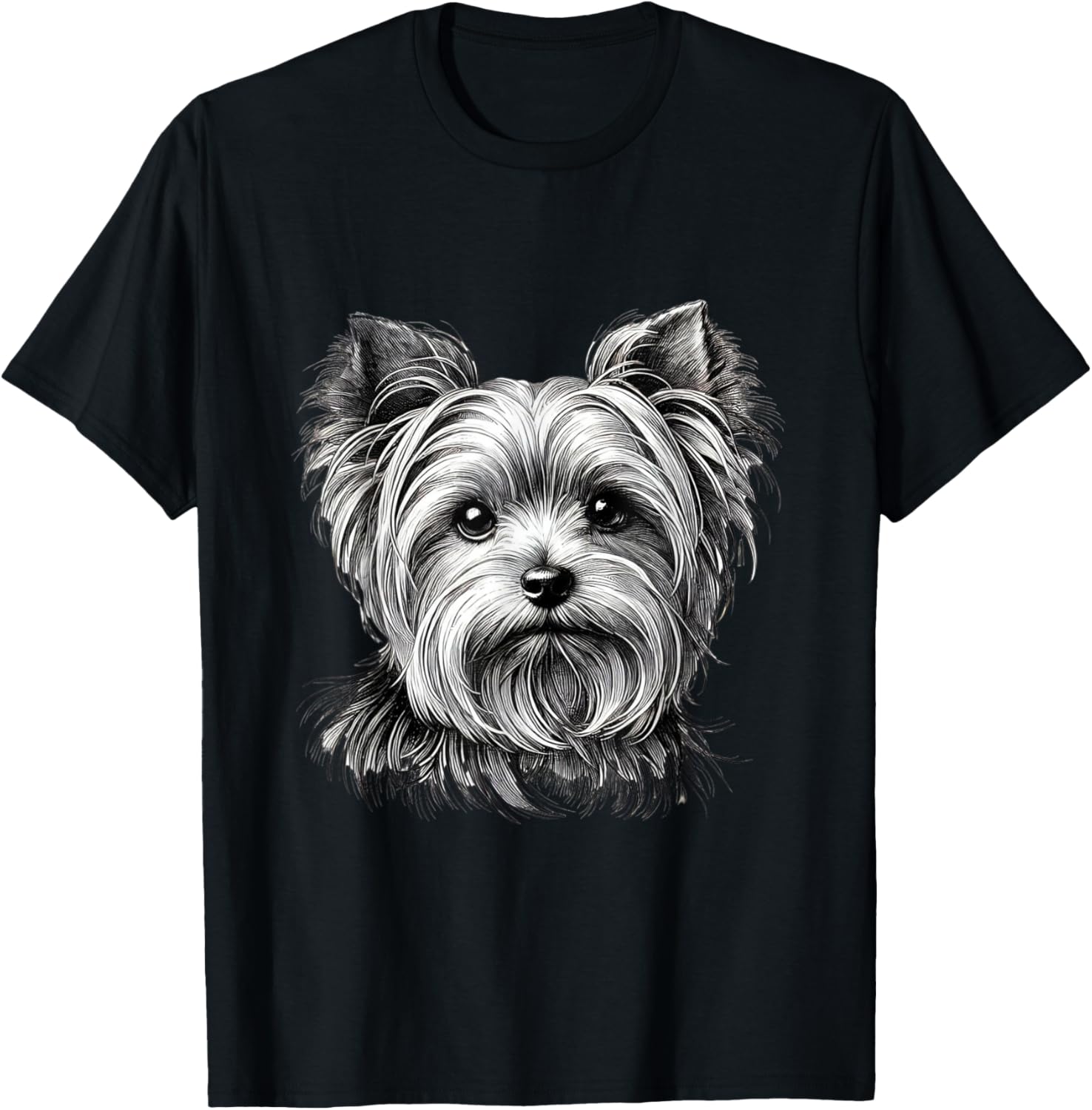 Yorkie Dog Face Illustration for Dog Lovers T-Shirt - T-Shirt | Black