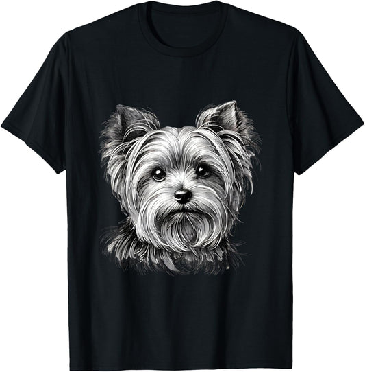 Yorkie Dog Face Illustration for Dog Lovers T-Shirt - T-Shirt | Black