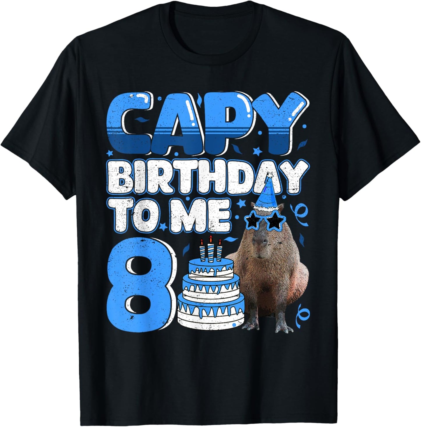 8 Years Capy Birthday to me Capybara 8th Birthday T-Shirt - T-Shirt | Black