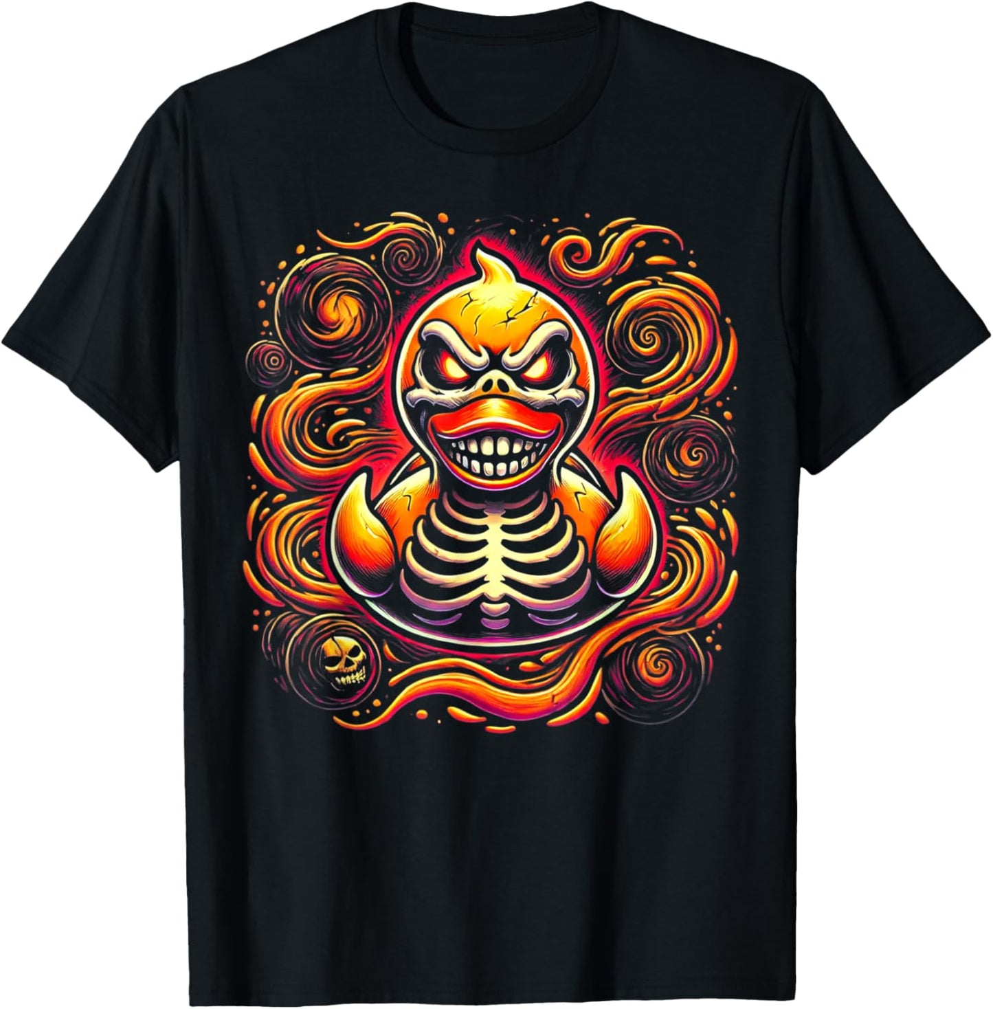 Evil Skeleton Duck Spooky Halloween Rubber Duck Art T-Shirt - T-Shirt | Black