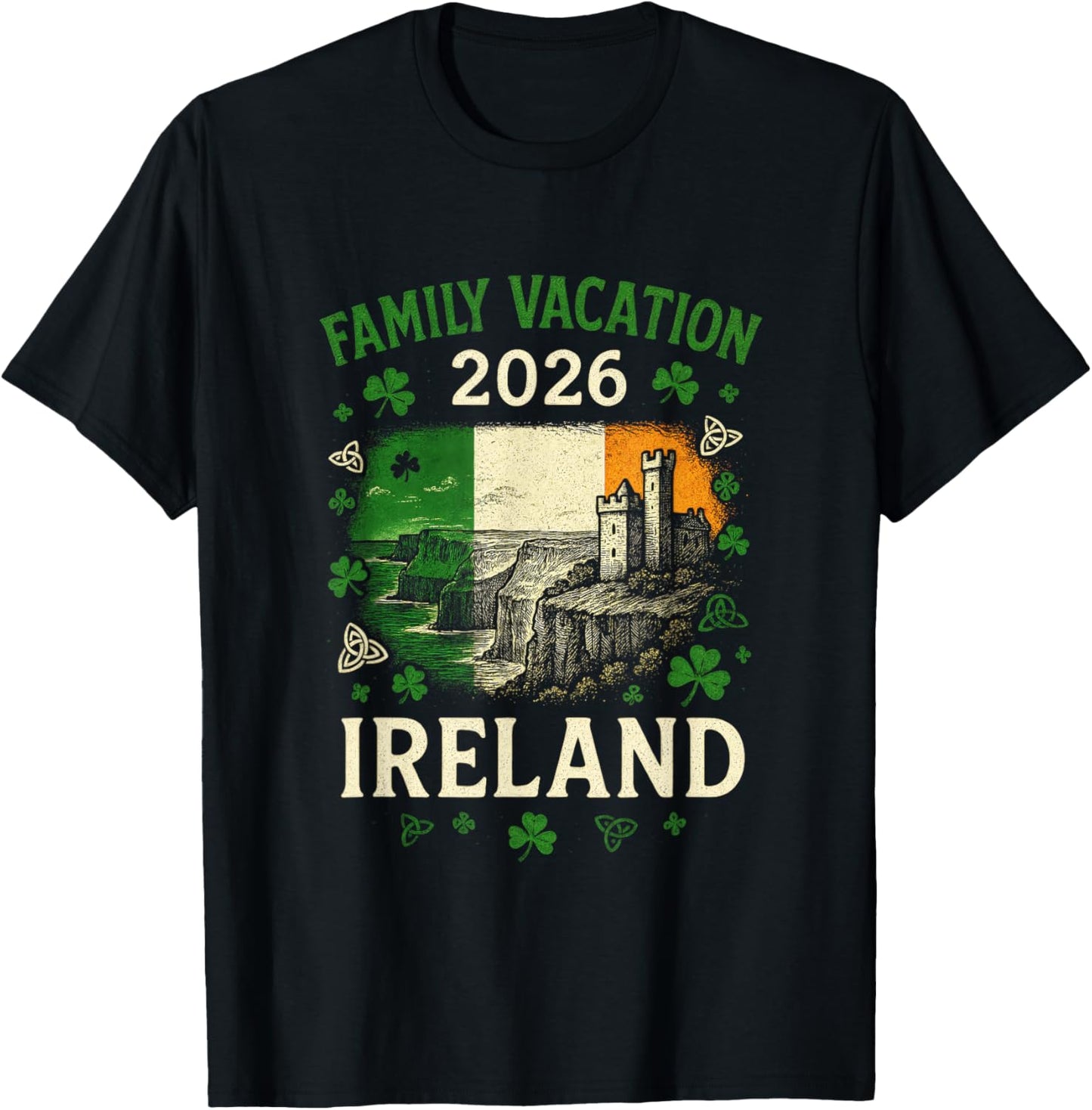 Family Vacation 2026 - Ireland Clover T-Shirt - T-Shirt | Black
