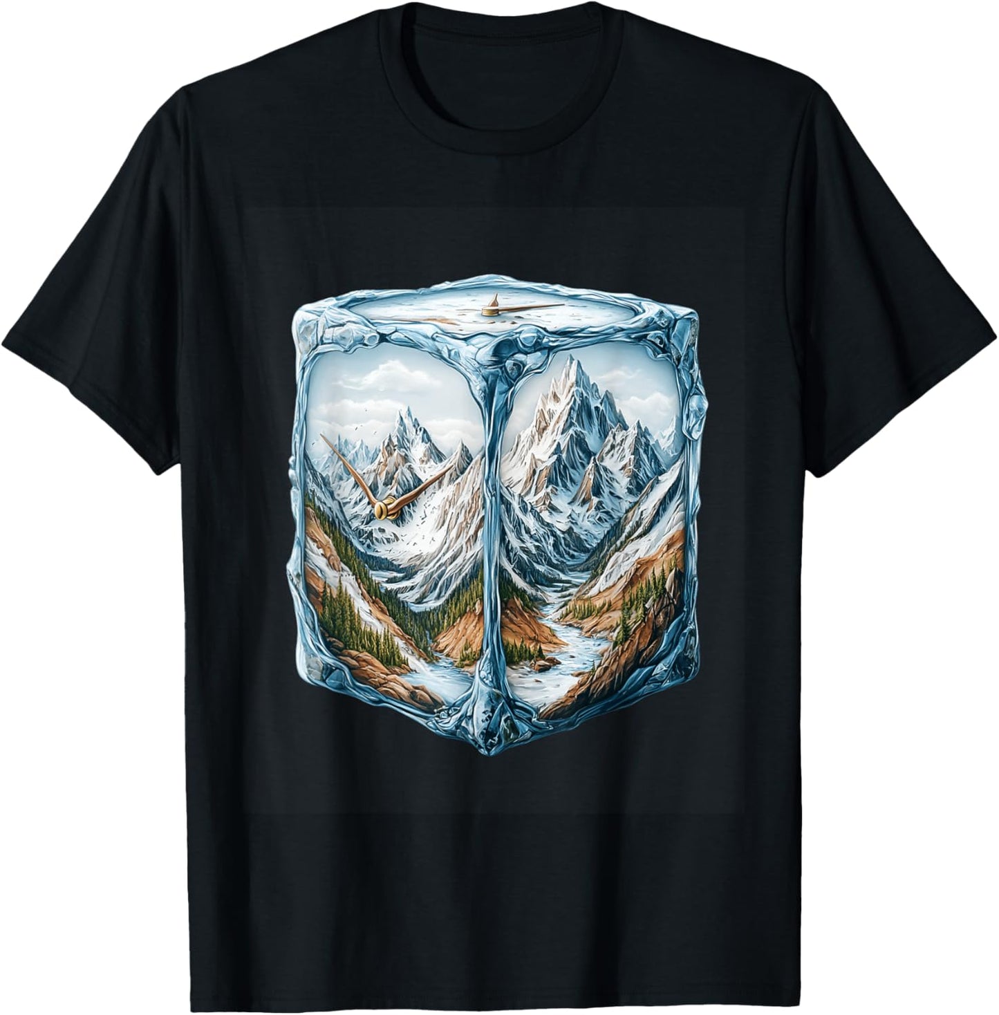 Adventure Scene with Clock in Ice T-Shirt - T-Shirt | Black