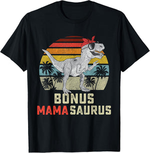 Bonus Mama Saurus T Rex Mamasaurus Stepmom Matching Family T-Shirt - T-Shirt | Black