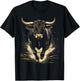 Bull Animal Motif Art Bull T-Shirt - T-Shirt | Black