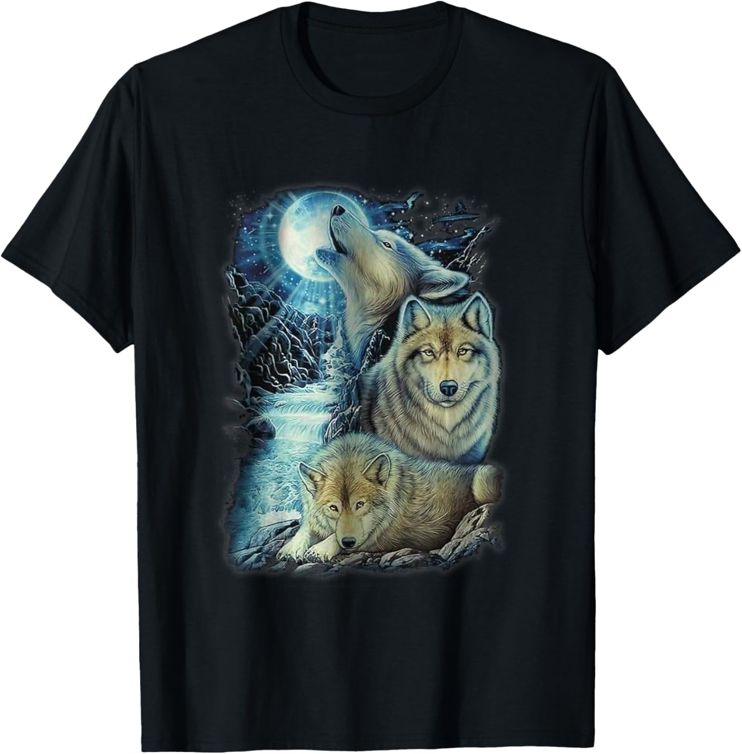Vintage wolf Shirt wolf women Lovers for boys and girls T-Shirt - T-Shirt | Black