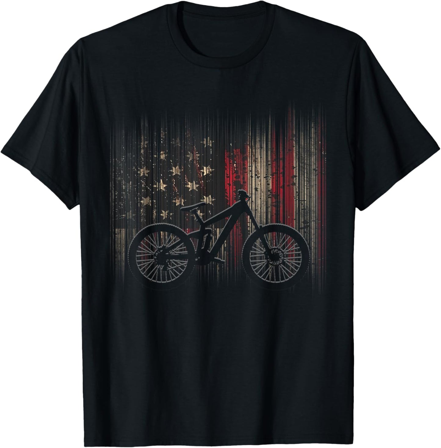 American Flag MTB Mountain Bike Apparel - Mountain Bike T-Shirt - T-Shirt | Black