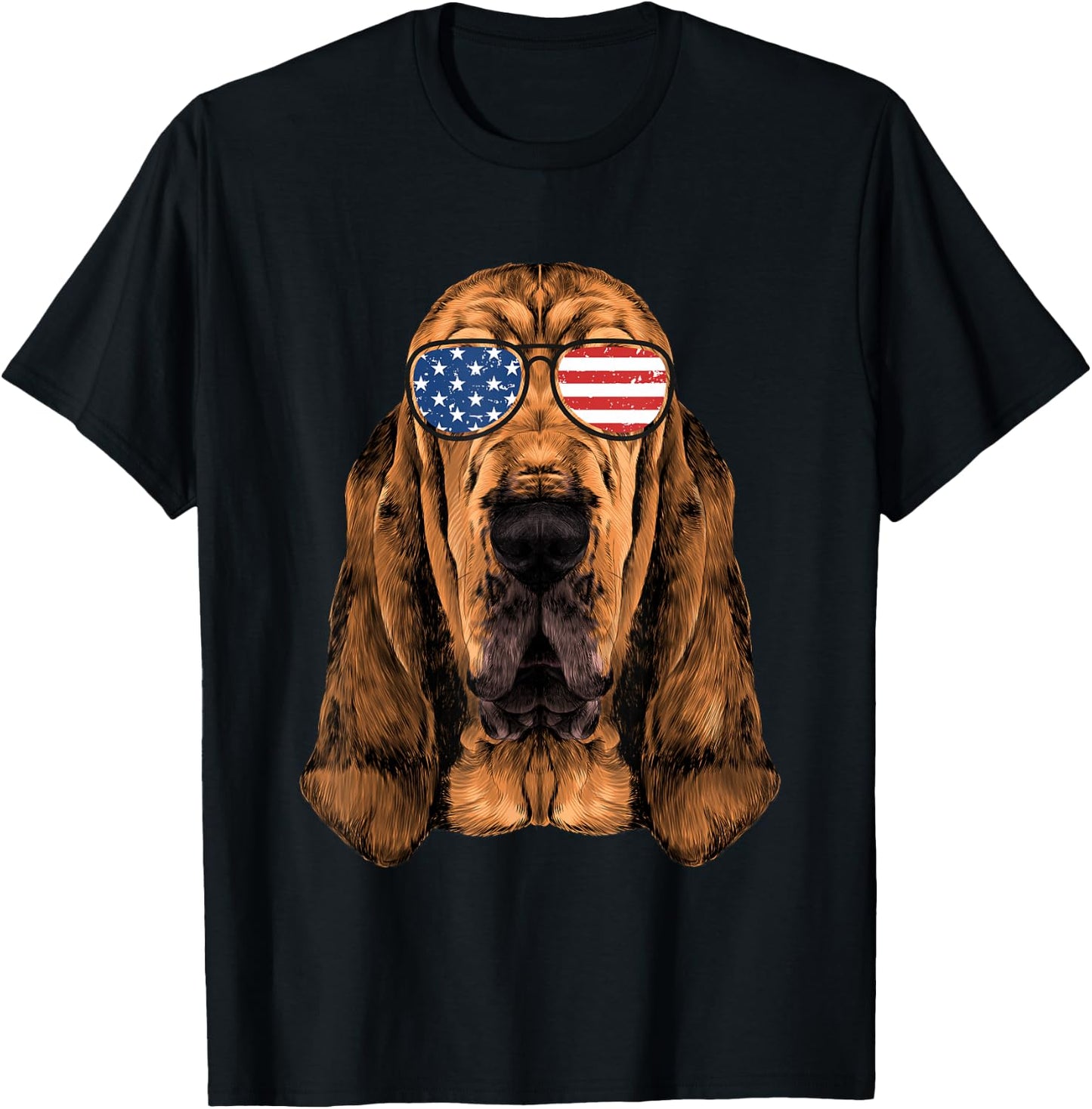 Bloodhound Shirt Men Women Kids American Flag Dog T-Shirt - T-Shirt | Black