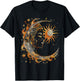 Mystic Sun and Moon Woman Mystical Flowers Aesthetic T-Shirt - T-Shirt | Black