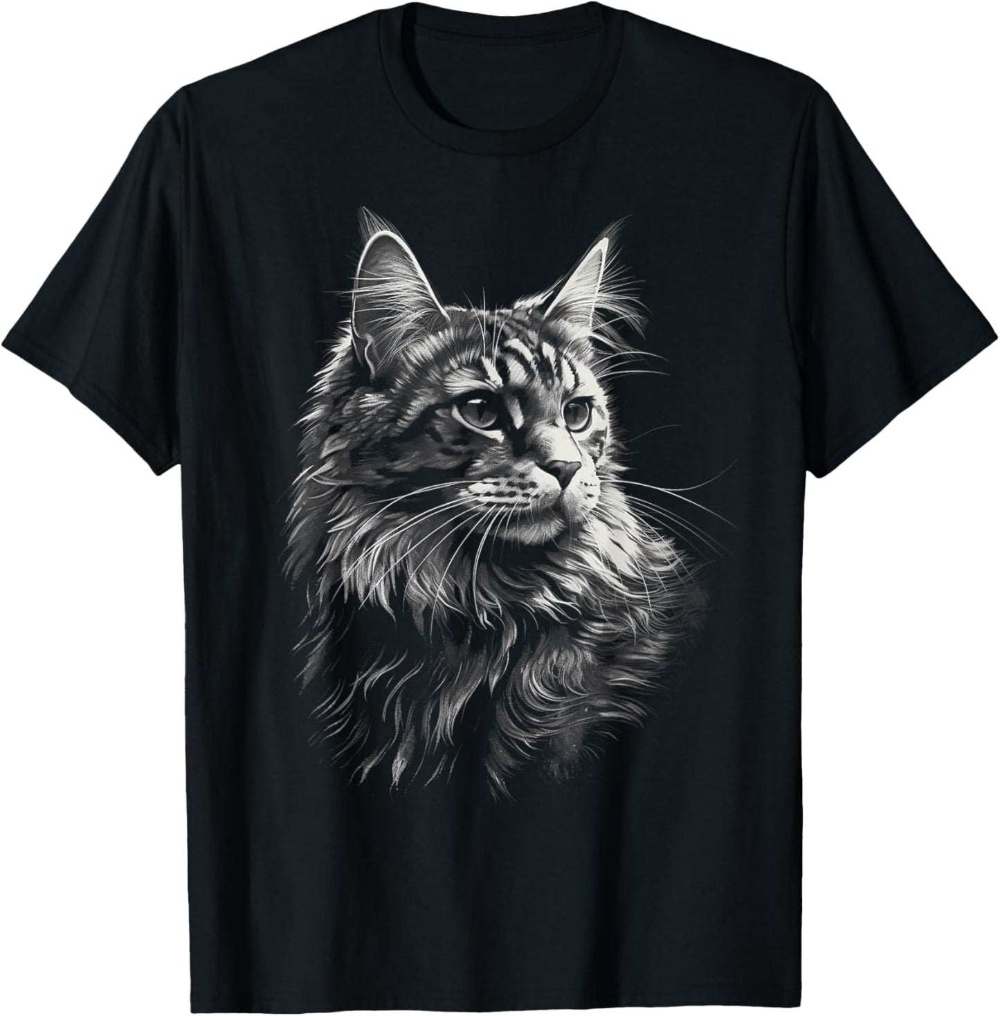 Maine Coon Cat Eyes Kitty Kitten Cat Artwork Cat Face T-Shirt - T-Shirt | Black