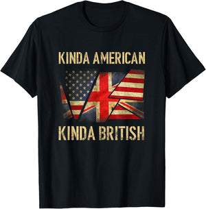 Kinda American Kinda British Dual Citizenship US UK Flag T-Shirt - T-Shirt | Black