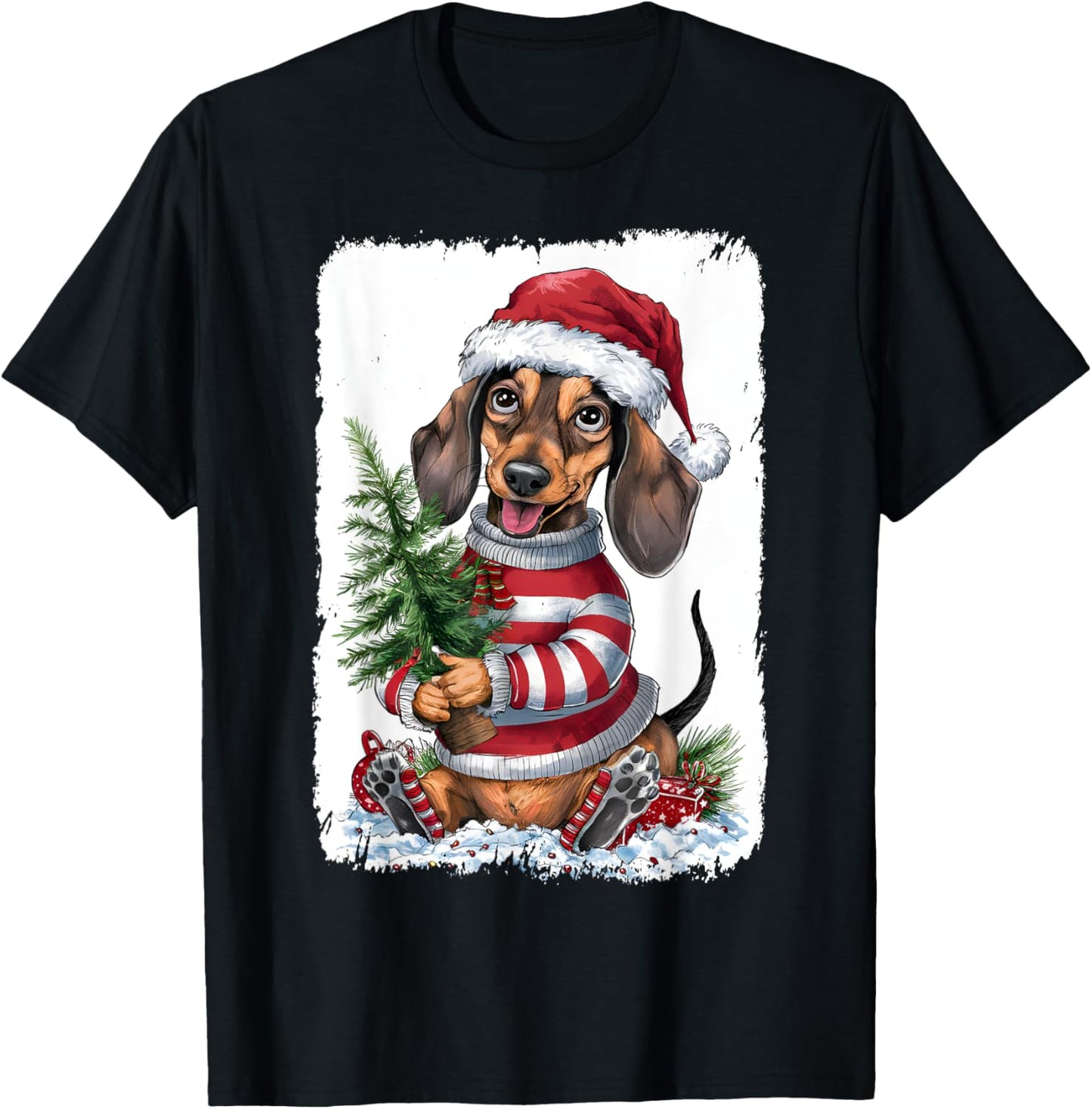 Christmas Dachshund Dog , Black, S T-Shirt - T-Shirt | Black