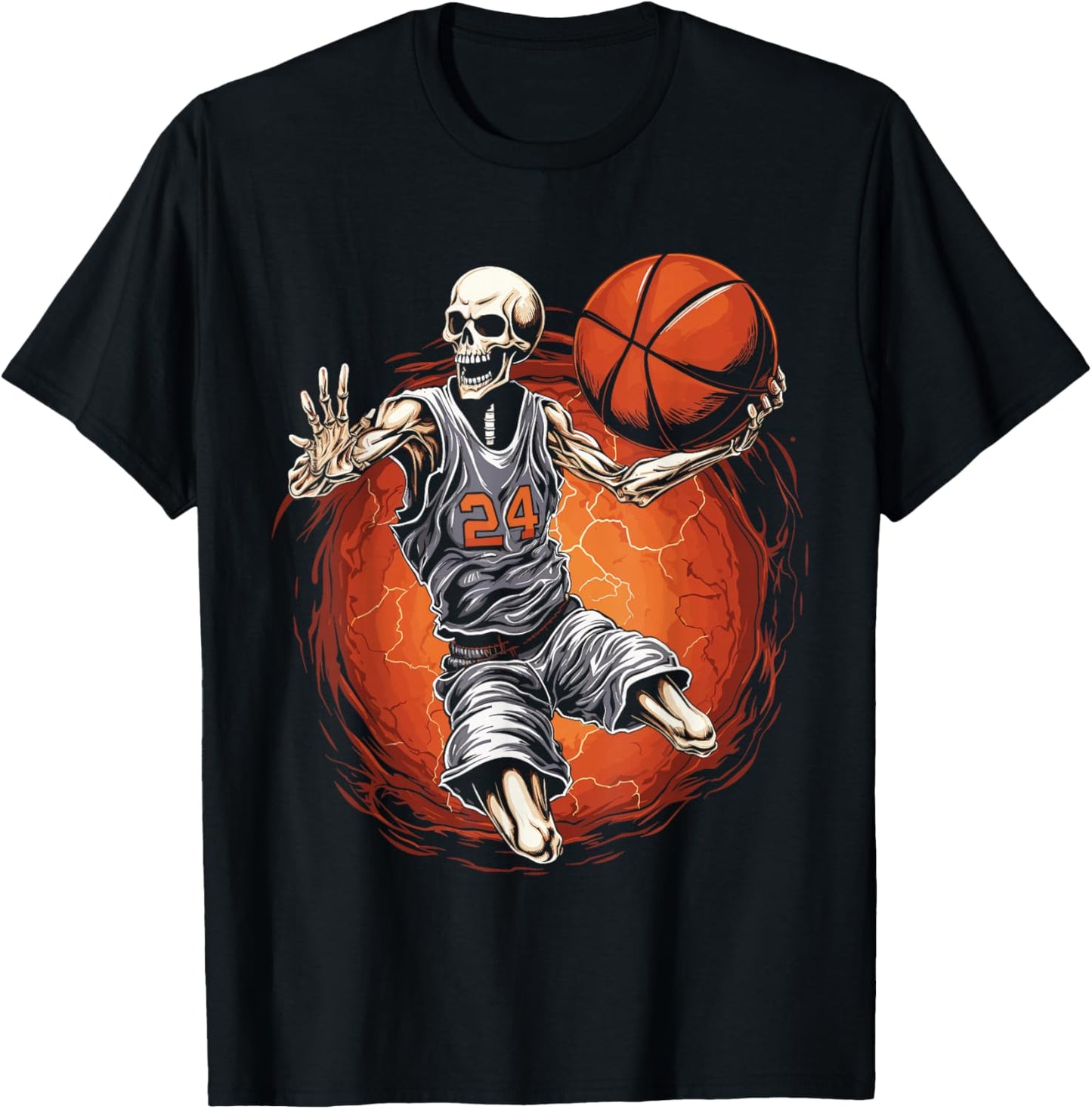 Spooky Basketball Player Skeleton Halloween Men, Women, Kids T-Shirt - T-Shirt | Black