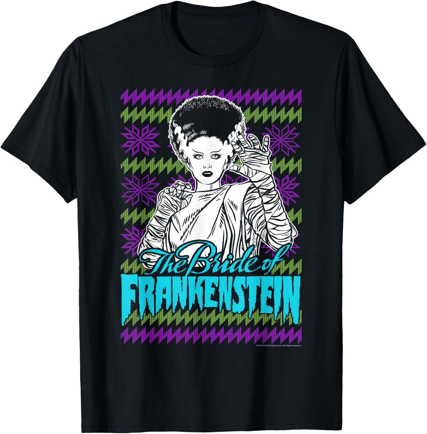 Universal Monsters Christmas The Bride Of Frankenstein C2 T-Shirt - T-Shirt | Black
