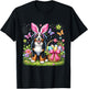 Cute Bunny Bernese Mountain Dog Dog Easter Eggs Basket Party T-Shirt - T-Shirt | Black