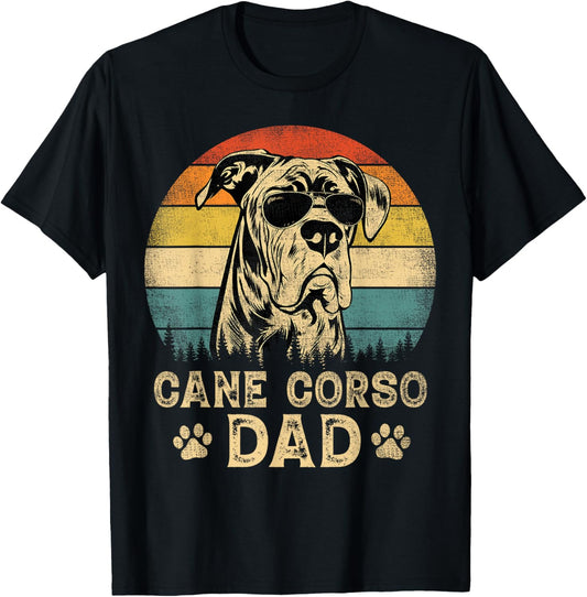 Vintage Cane Corso Dad Dog Lovers Father's Day T-Shirt - T-Shirt | Black