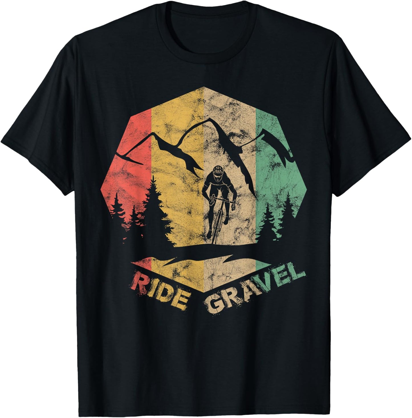 Vintage Gravel Bike Road Bike Ride Gravel Cyclocross Cyclist T-Shirt - T-Shirt | Black