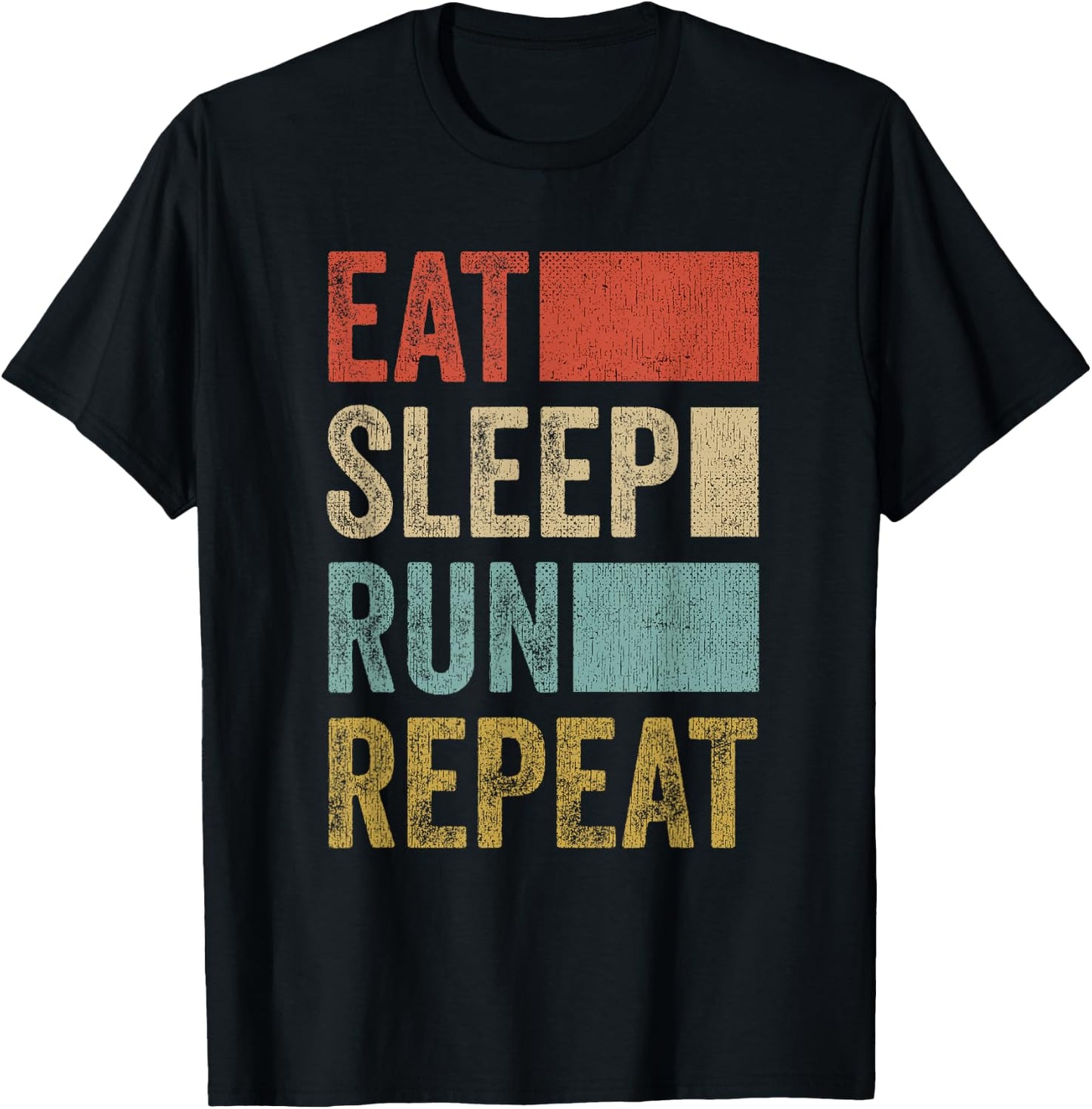 Running Jogging Gift Retro Eat Sleep Run T-Shirt - T-Shirt | Black