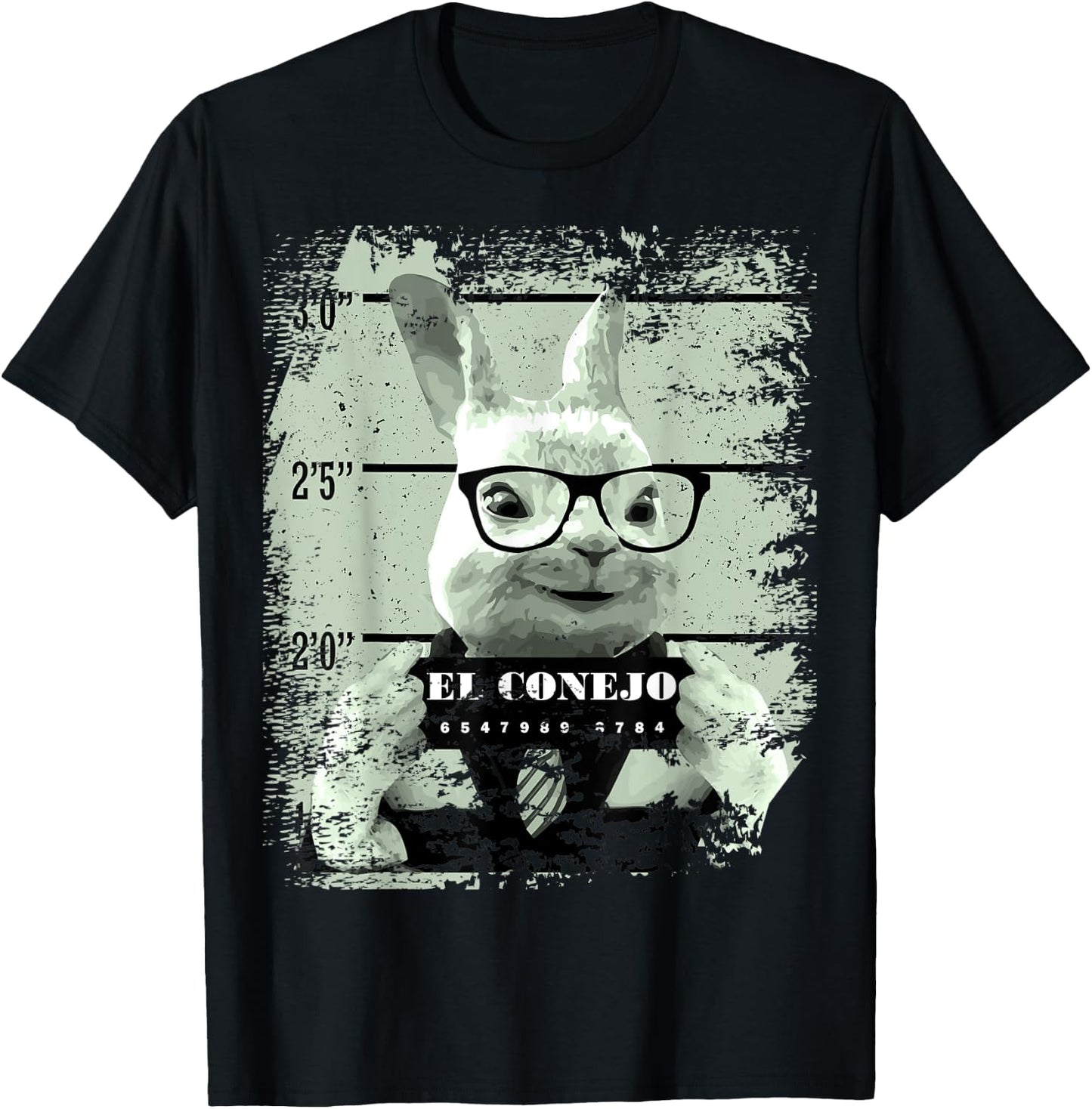 Bunny Mug Shot Rabbit in Jail Mexican El Conejo T-Shirt - T-Shirt | Black
