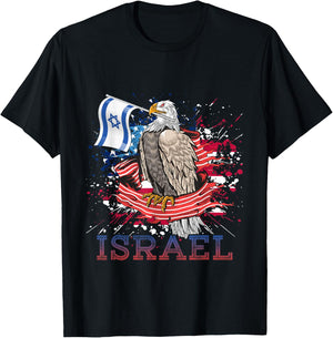 Patriotic Eagle Star Of David Israeli Jew Gift Israel Women Kids Men T-Shirt - T-Shirt | Black