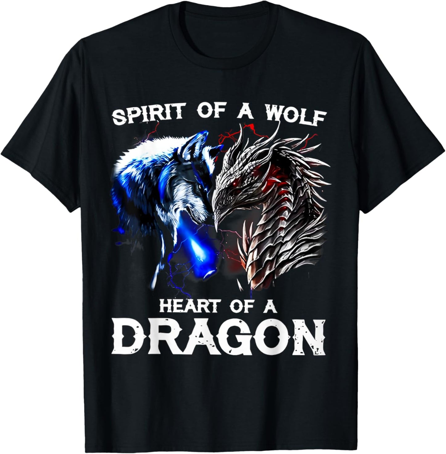 The Soul of a Wolf The Heart of a Dragon T-Shirt - T-Shirt | Black