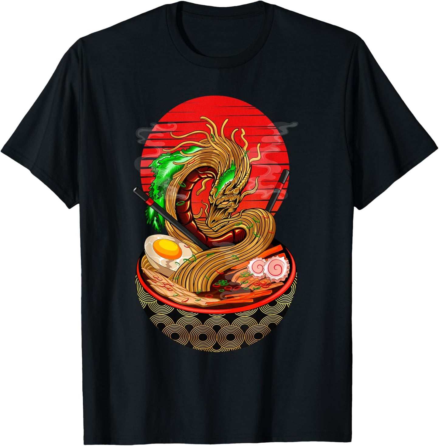 Kawaii Ramen Funny Japanese Asian Noodles Dragon T-Shirt - T-Shirt | Black