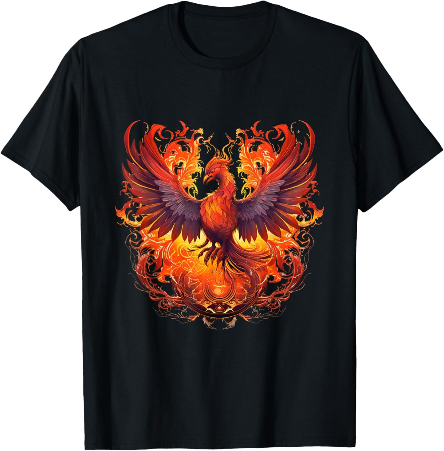 Phoenix Eagle Reborn New Beginning Flames Under Sun Symbolic T-Shirt - T-Shirt | Black
