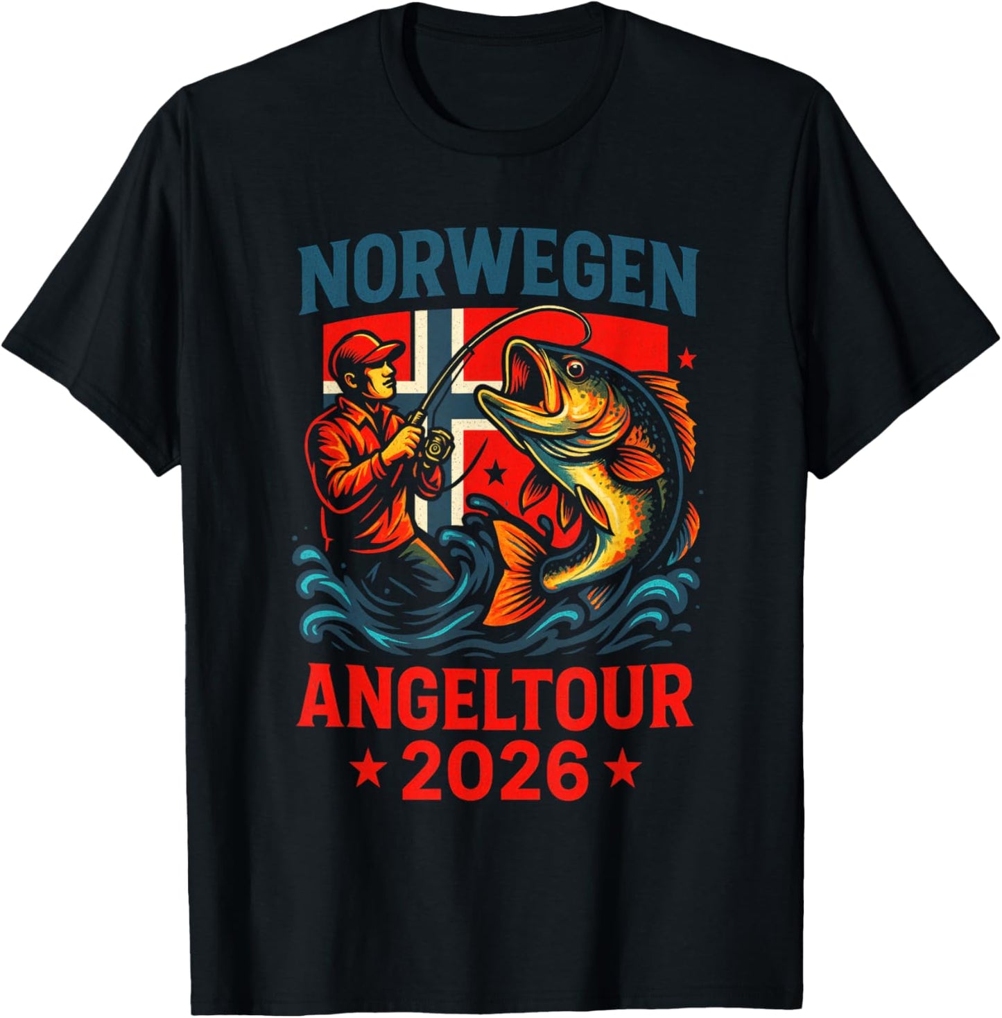 Norwegen Angeltour 2026 - Norwegen Angelurlaub T-Shirt - T-Shirt | Black