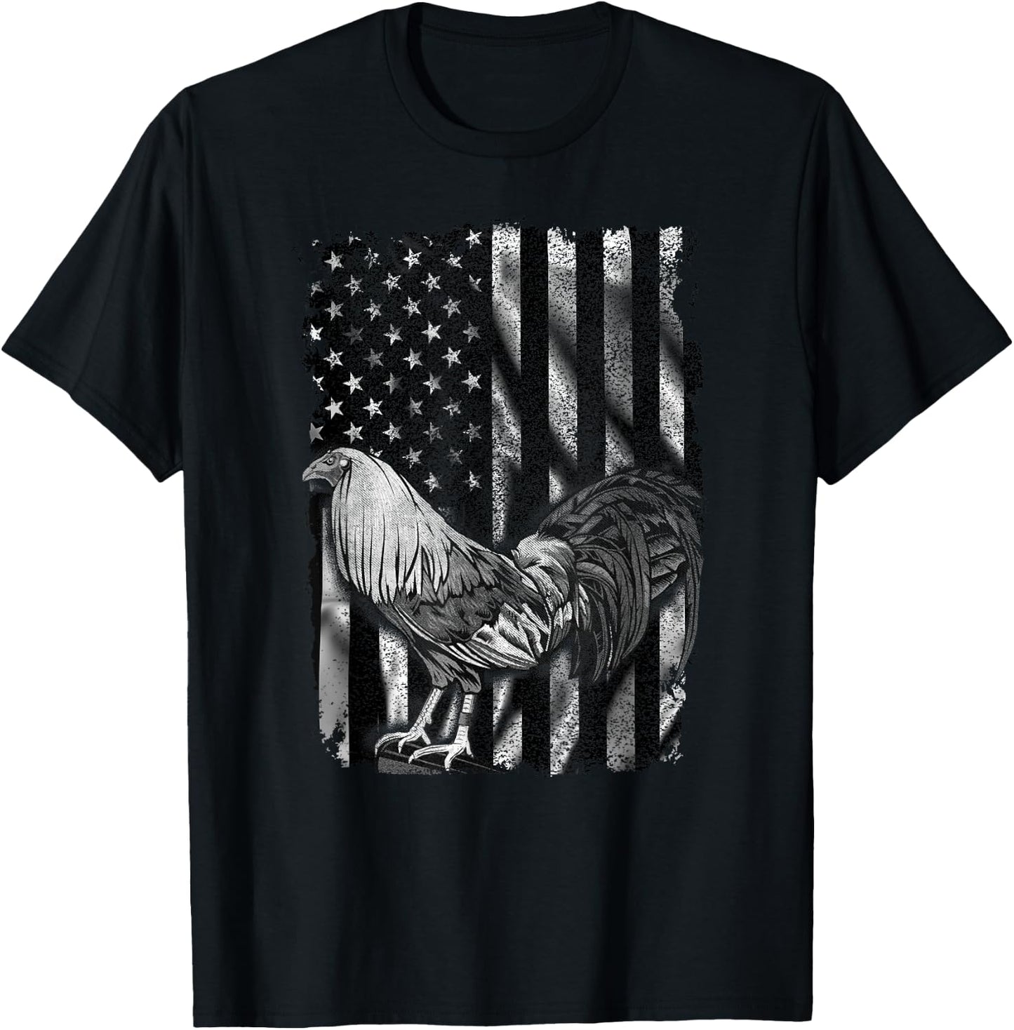 US Flag Cock Fight Enthusiast T Shirt - Cock Fight Shirt T-Shirt - T-Shirt | Black