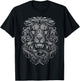 Lion Mandala Abstract Animal Love Drawing Art Graphic Lion T-Shirt - T-Shirt | Black
