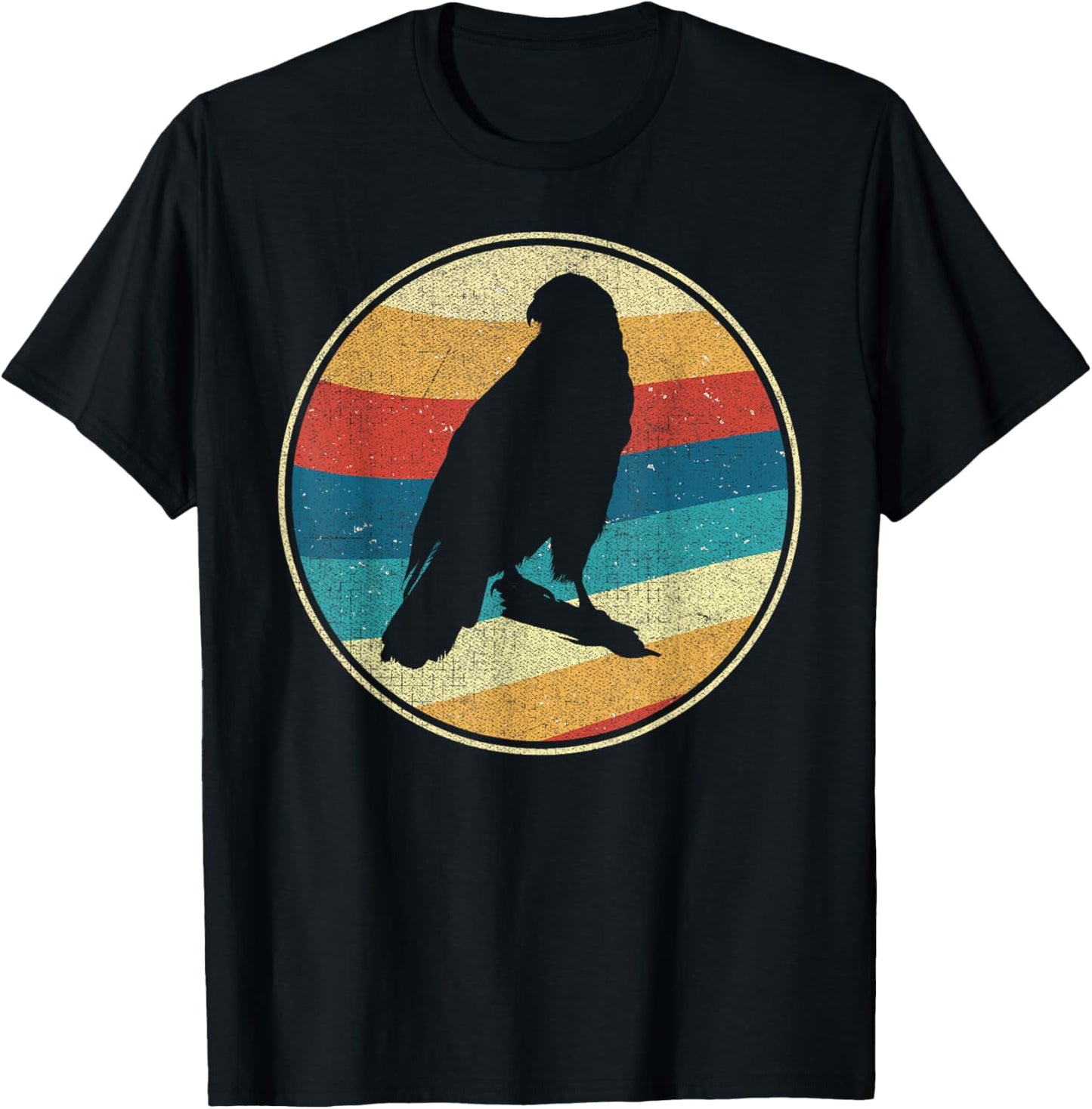 Vintage Hawk 80s 90s Retro Distressed Bird Nerds T-Shirt - T-Shirt | Black