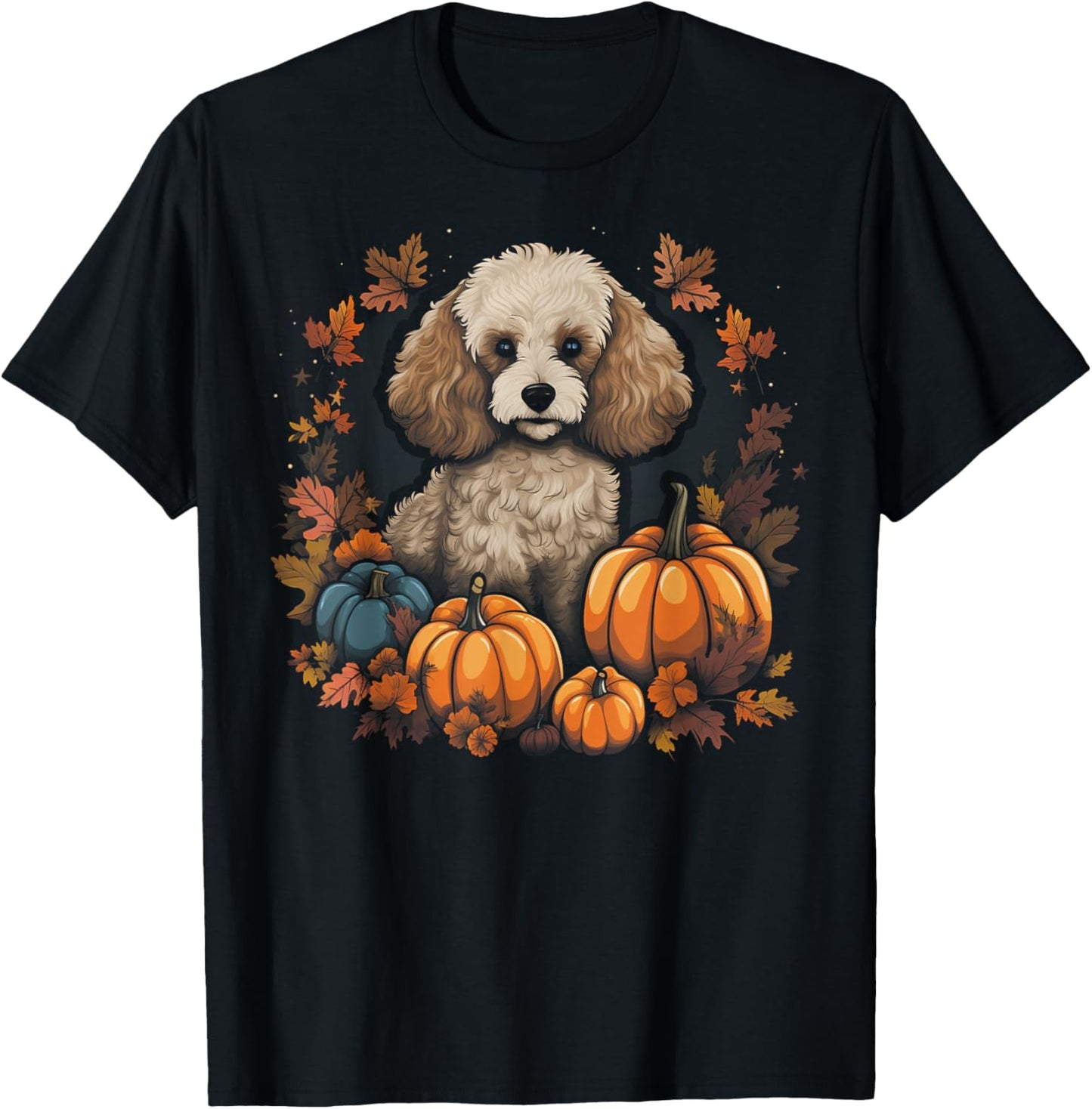 Poodle Dog - Pumpkin Thanksgiving Fall Halloween T-Shirt - T-Shirt | Black