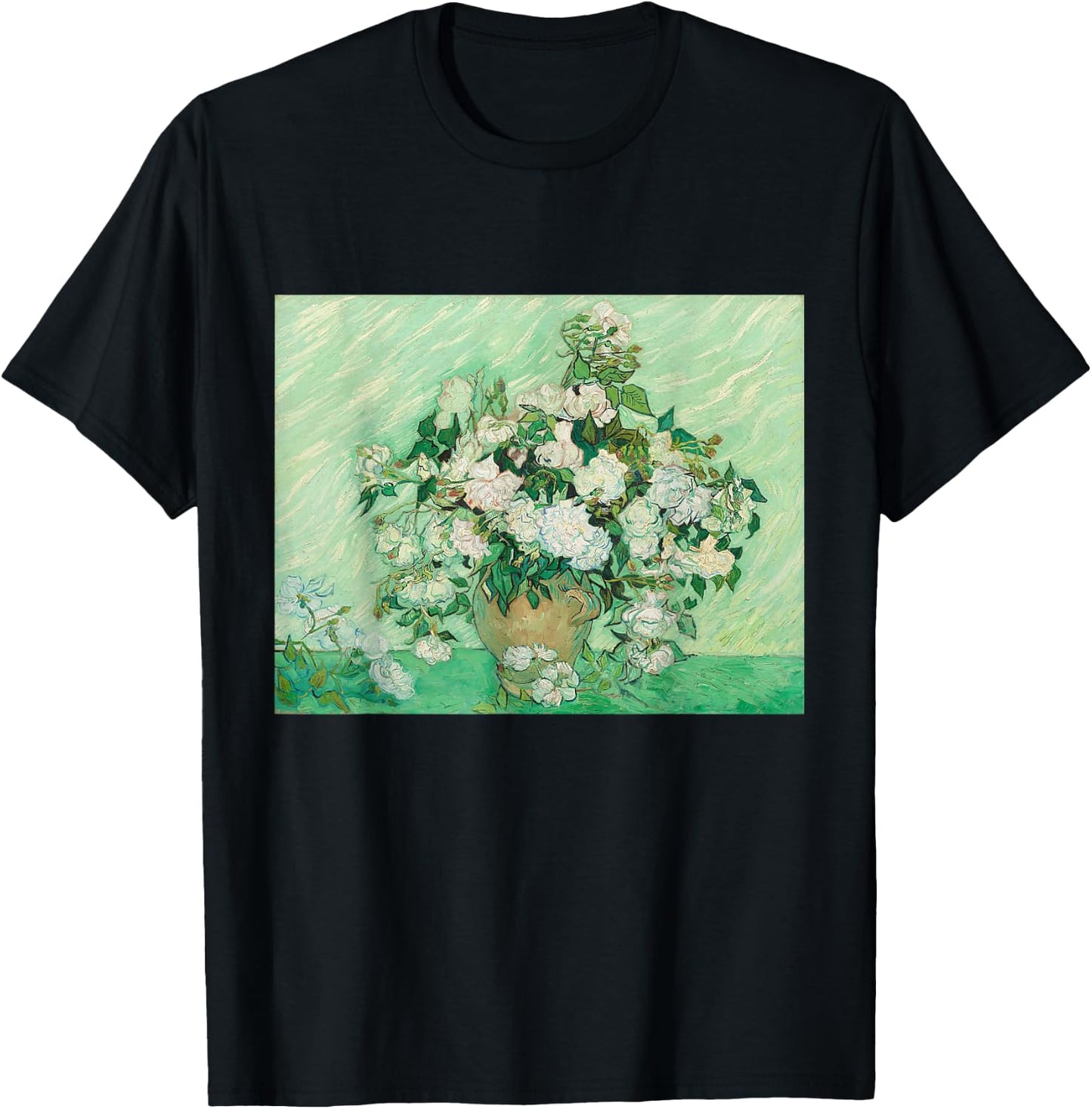 Vincent van Gogh Vase of Roses Art T-Shirt - T-Shirt | Black