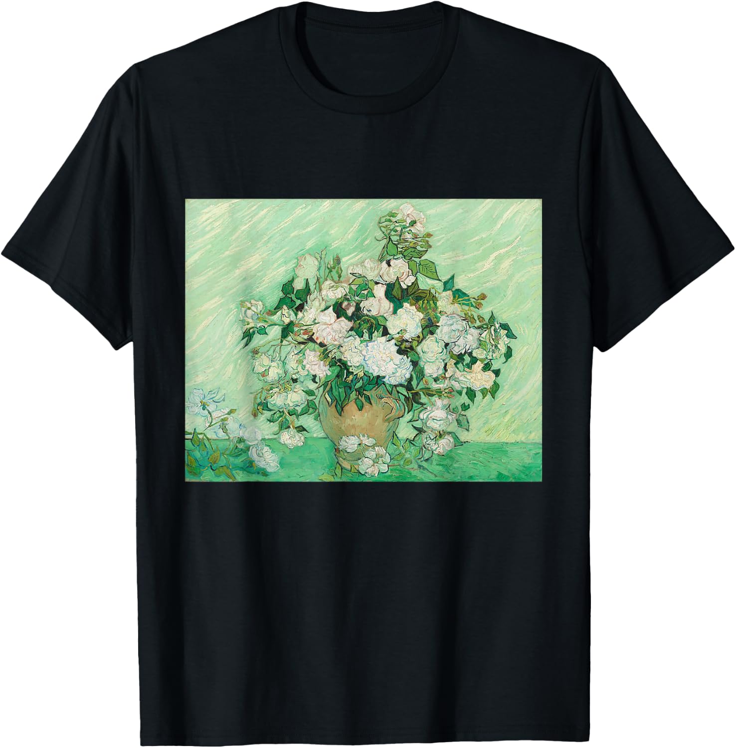 Vincent van Gogh Vase of Roses Art T-Shirt - T-Shirt | Black