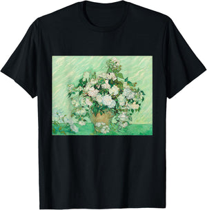 Vincent van Gogh Vase of Roses Art T-Shirt - T-Shirt | Black