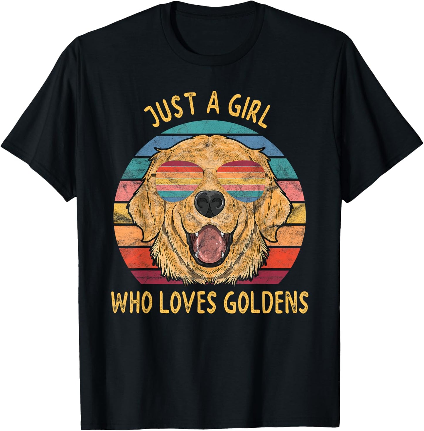 Girl Loves Golden Retrievers Dog Gifts T-Shirt - T-Shirt | Black