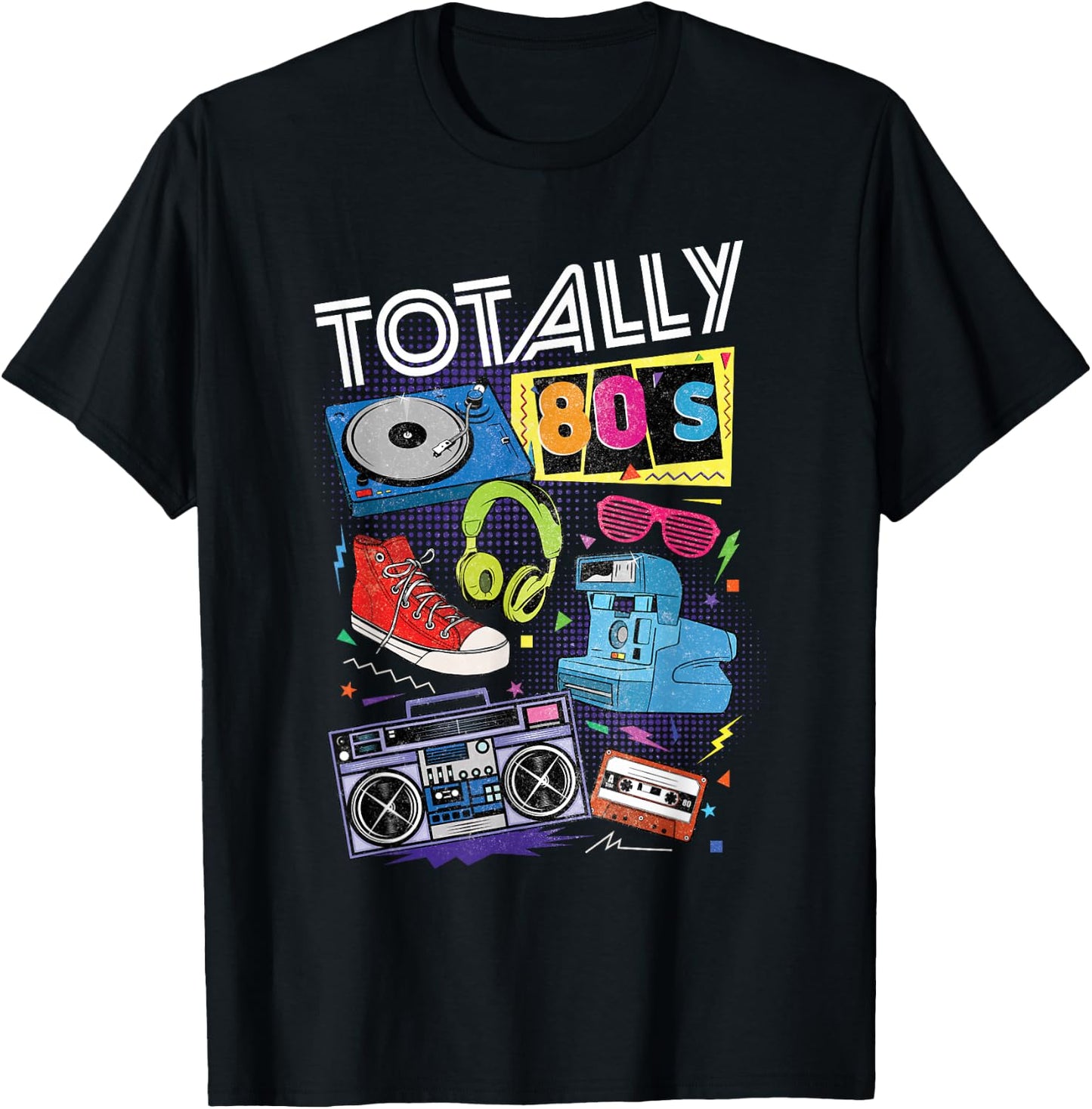 Funny 80s Retro 1980s Party Totally 80s Turntable Cassette T-Shirt - T-Shirt | Black
