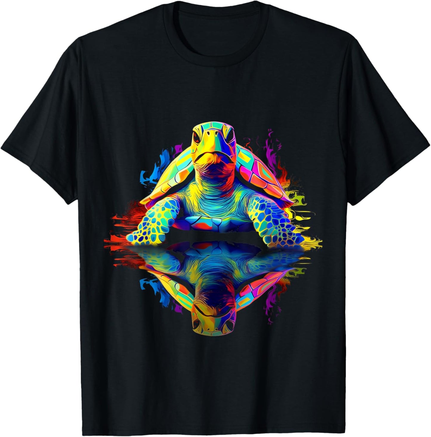 Turtle Abstract Art Animal Lover Colorful Graphic Turtle T-Shirt - T-Shirt | Black