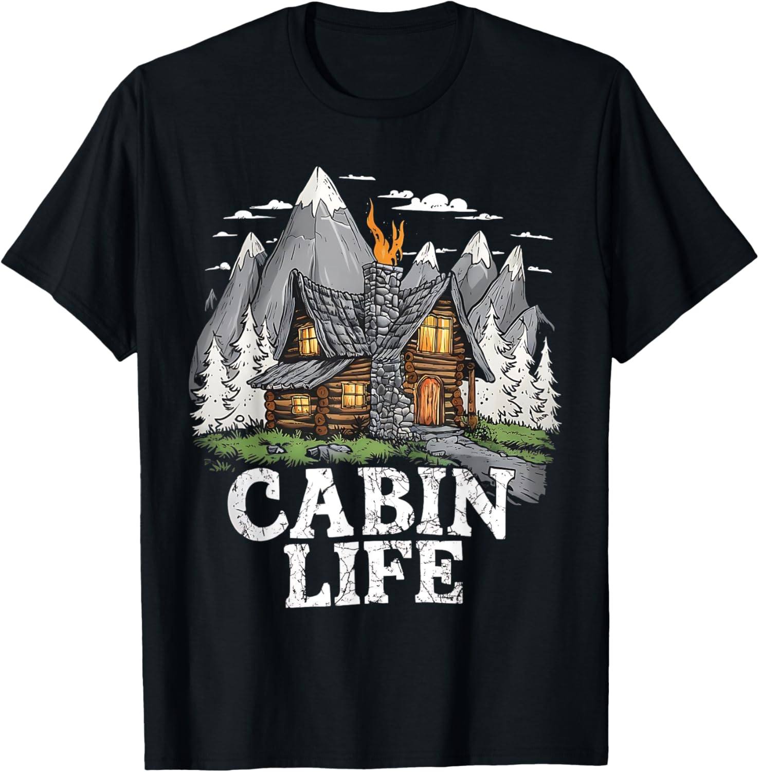 Logged Out Funny Log Cabin Life Mountain Ourdoor Camping T-Shirt - T-Shirt | Black