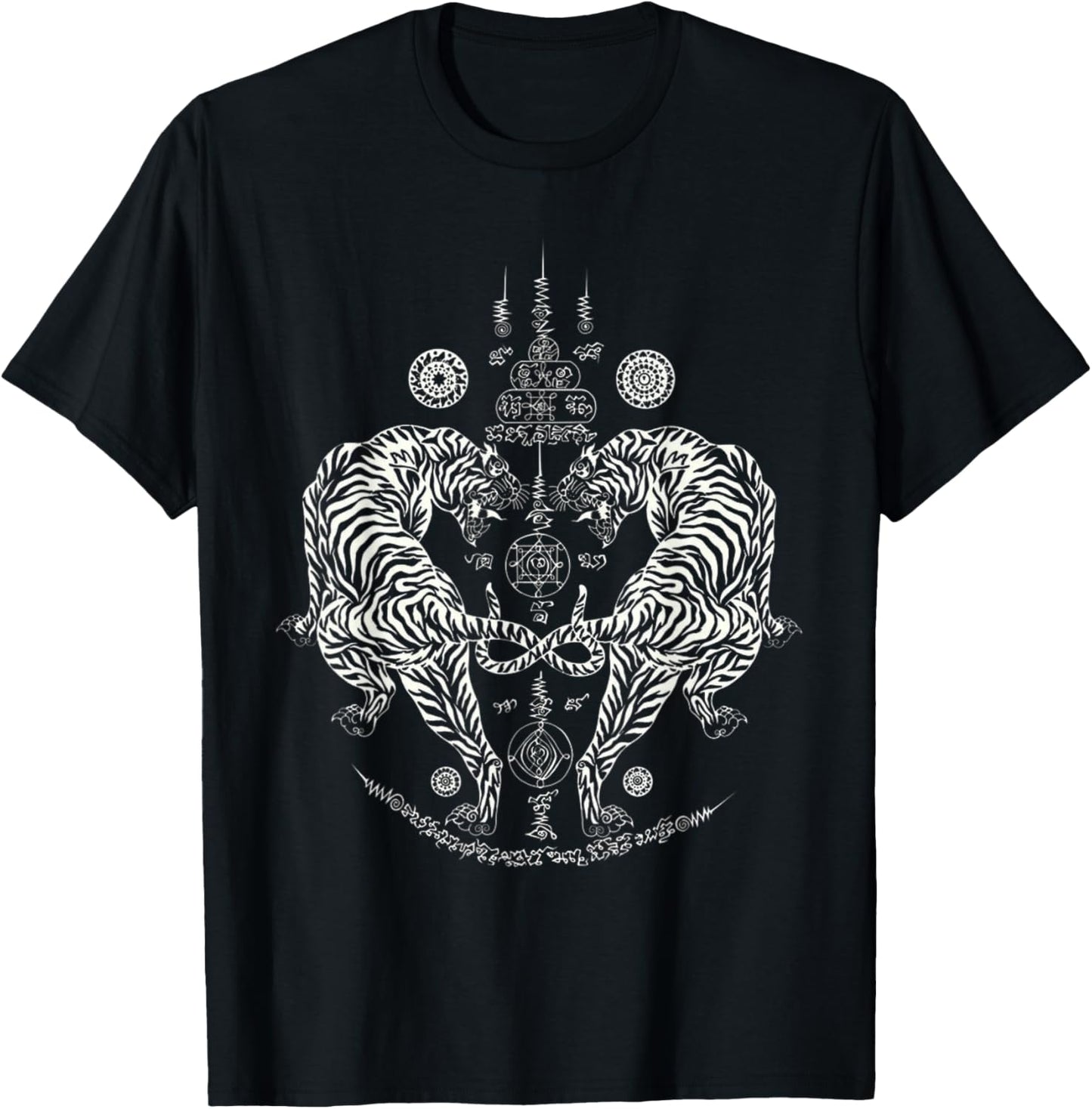 Sak Yant Thai Tattoo Twin Tiger For Muay Thai Fighter. T-Shirt - T-Shirt | Black