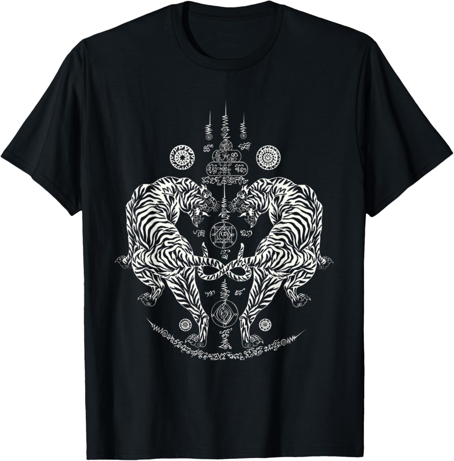 Sak Yant Thai Tattoo Twin Tiger For Muay Thai Fighter. T-Shirt - T-Shirt | Black