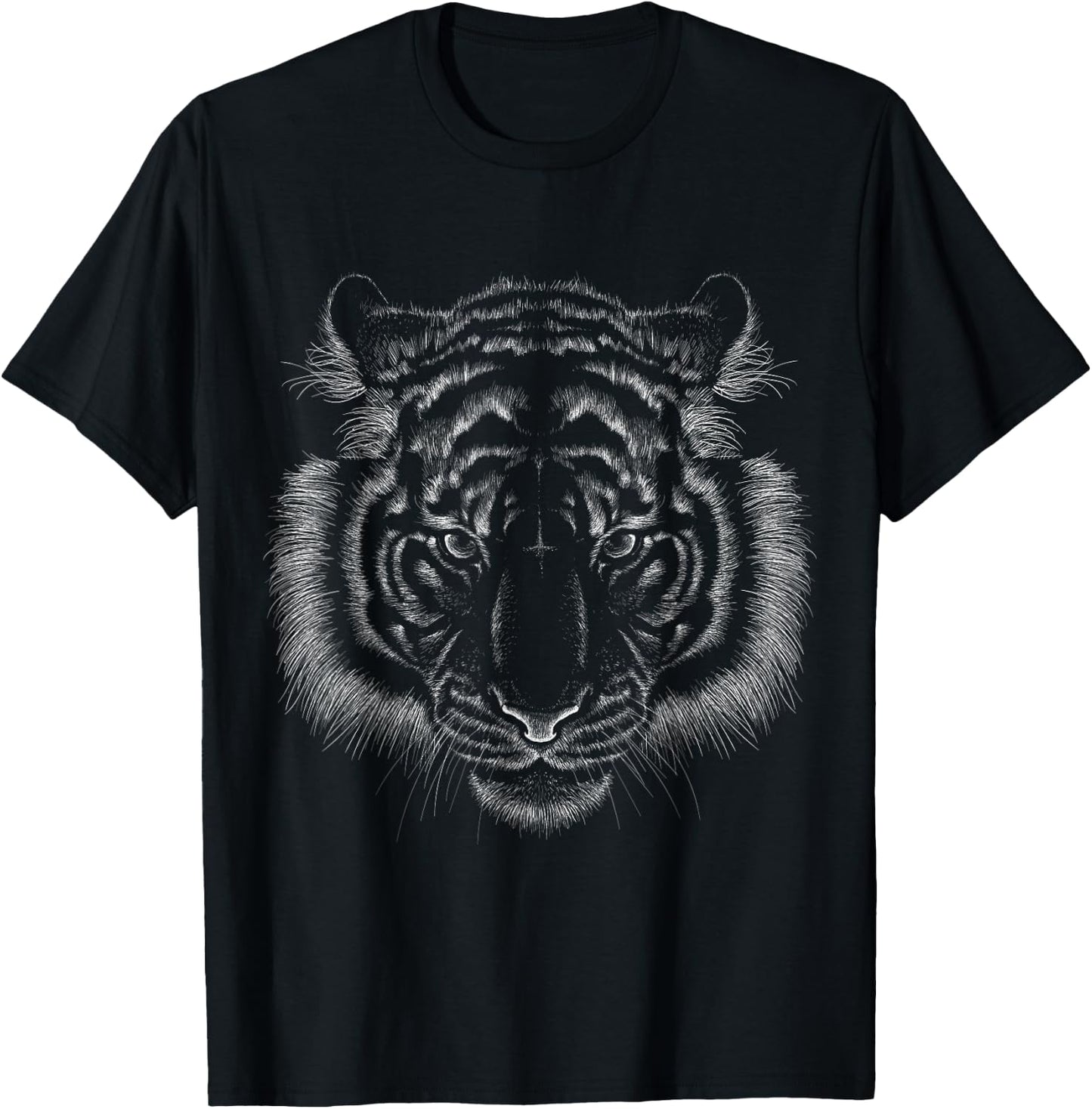 Tiger Lover Head Wild Animal black background Theme T-Shirt - T-Shirt | Black