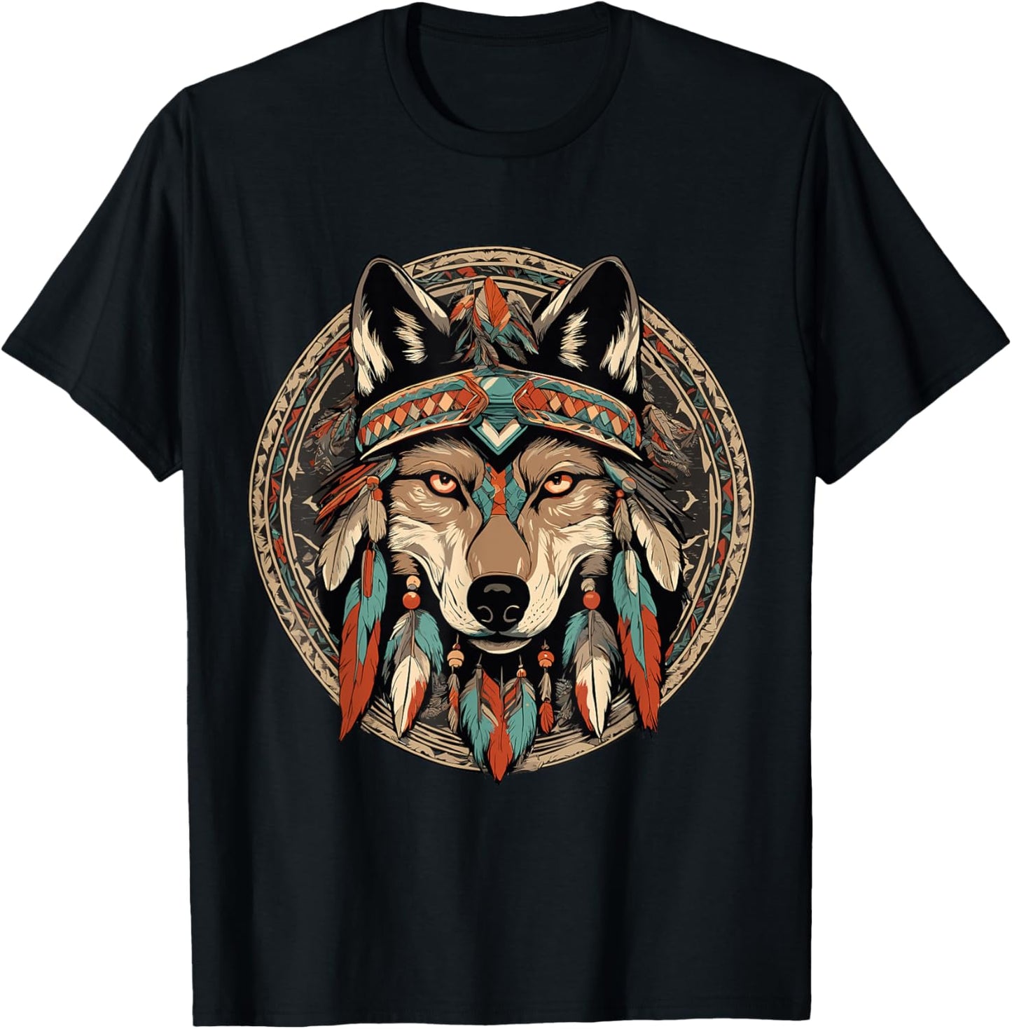 Native American Wolf Totem T-Shirt - T-Shirt | Black
