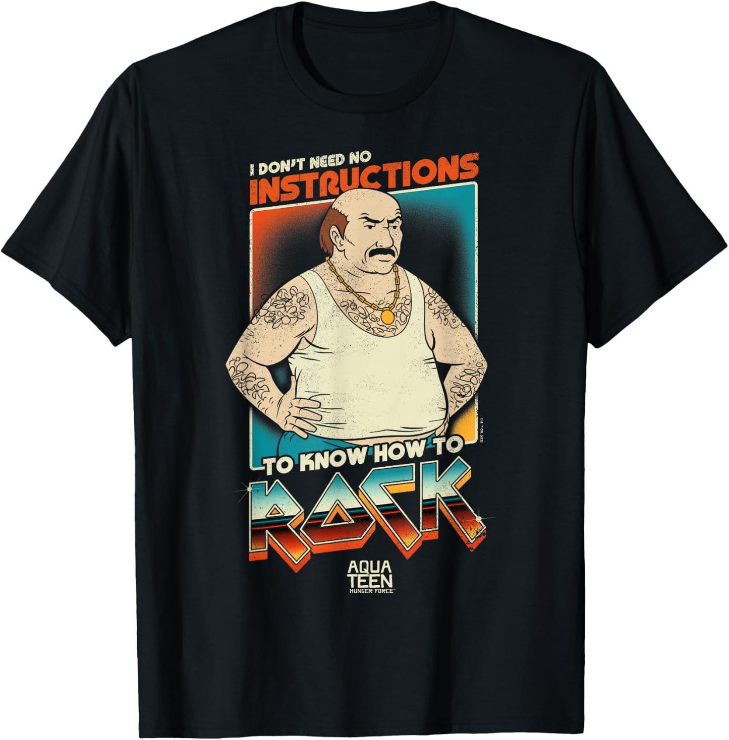 Aqua Teen Hunger Force Carl Don't Need Instructions to Rock Small T-Shirt - T-Shirt | Black