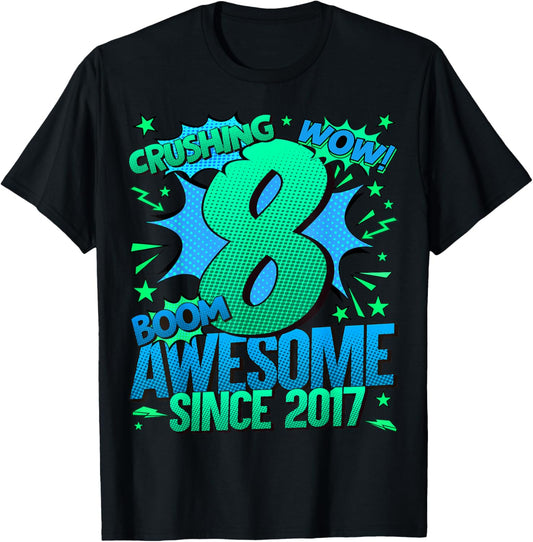 8 Year Old Gifts For Boys 8th Birthday Boy 8 Year Old Boy T-Shirt - T-Shirt | Black